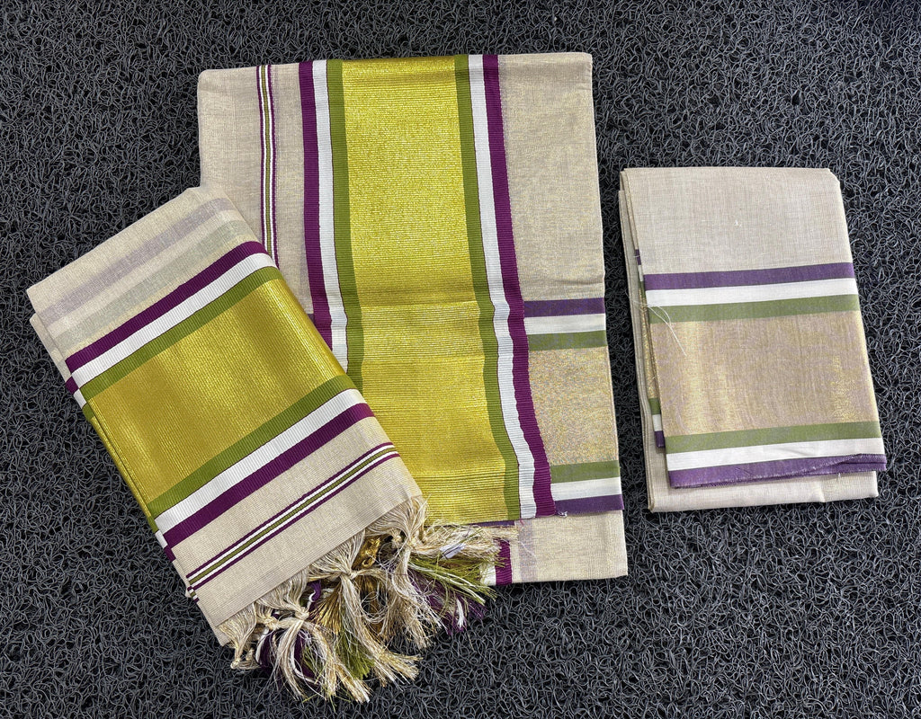 Golden Tissue set Mundu with Blouse2.80(Madurima)