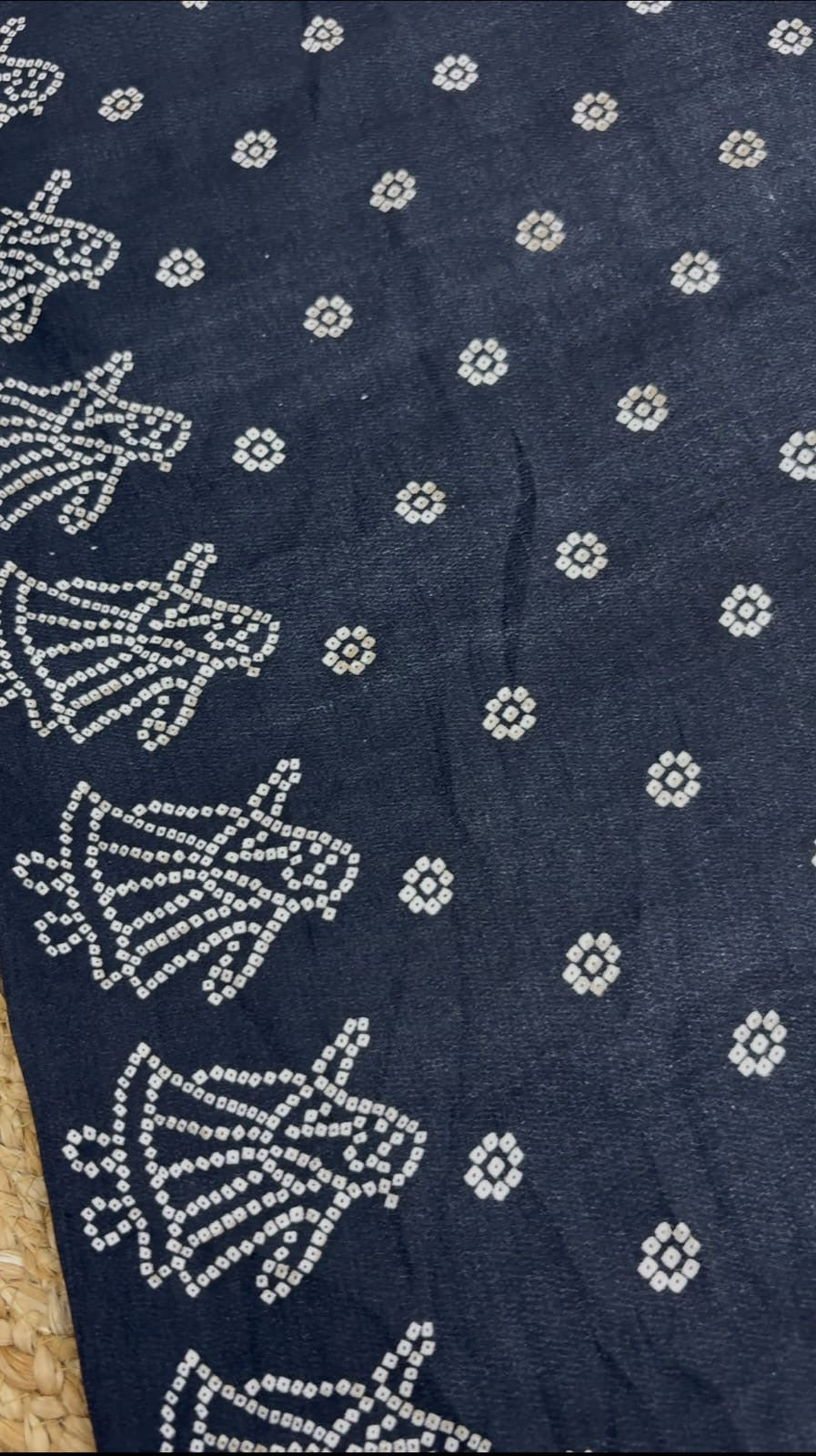 Mirror Ajrakh semi model silk saree