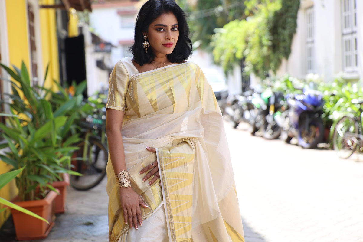 Cotton big temple weave saree