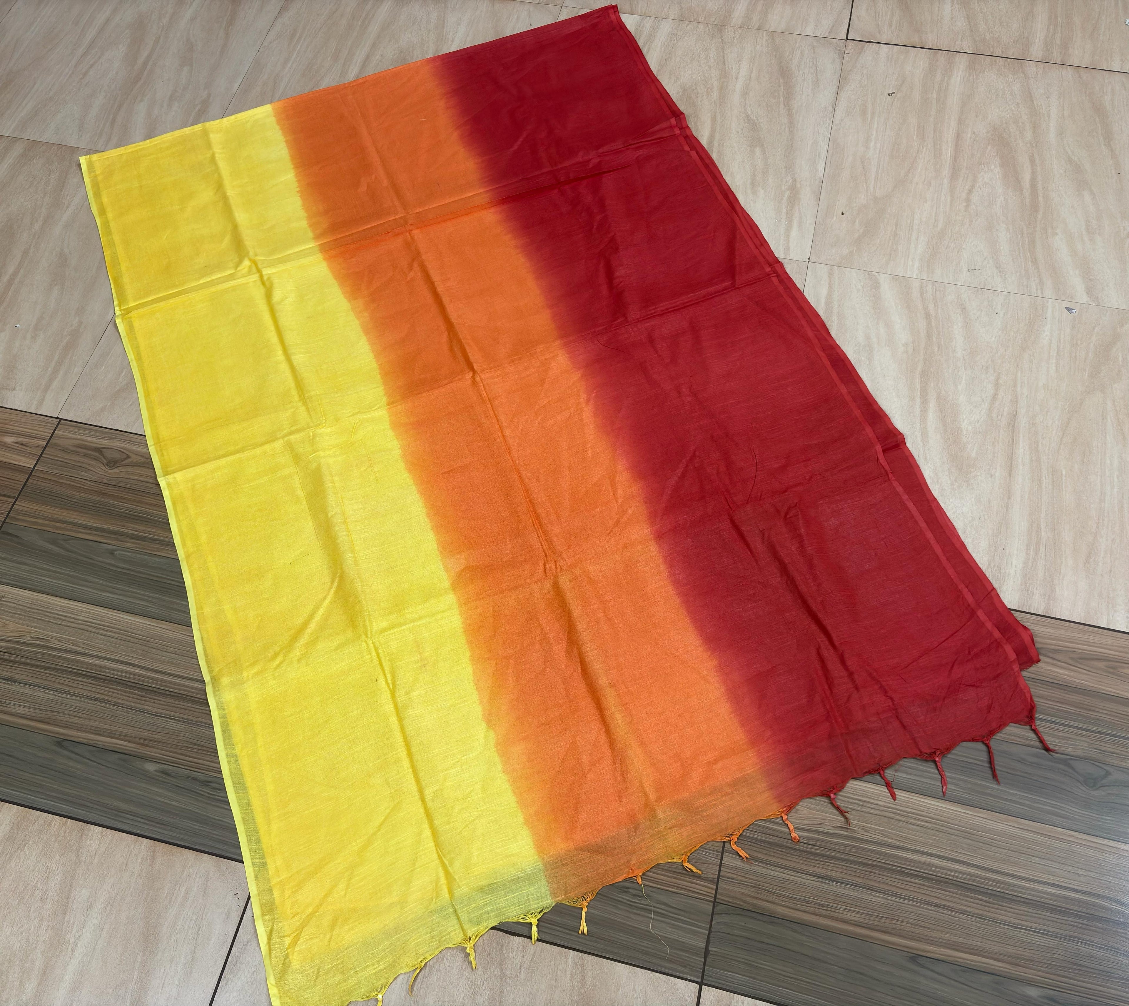 Tye and Dye borderless pure cotton saree