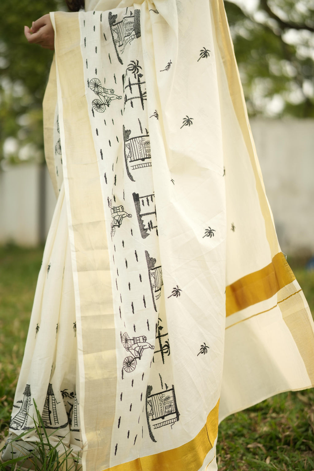 Chai Kada:Cotton Embroidered Saree