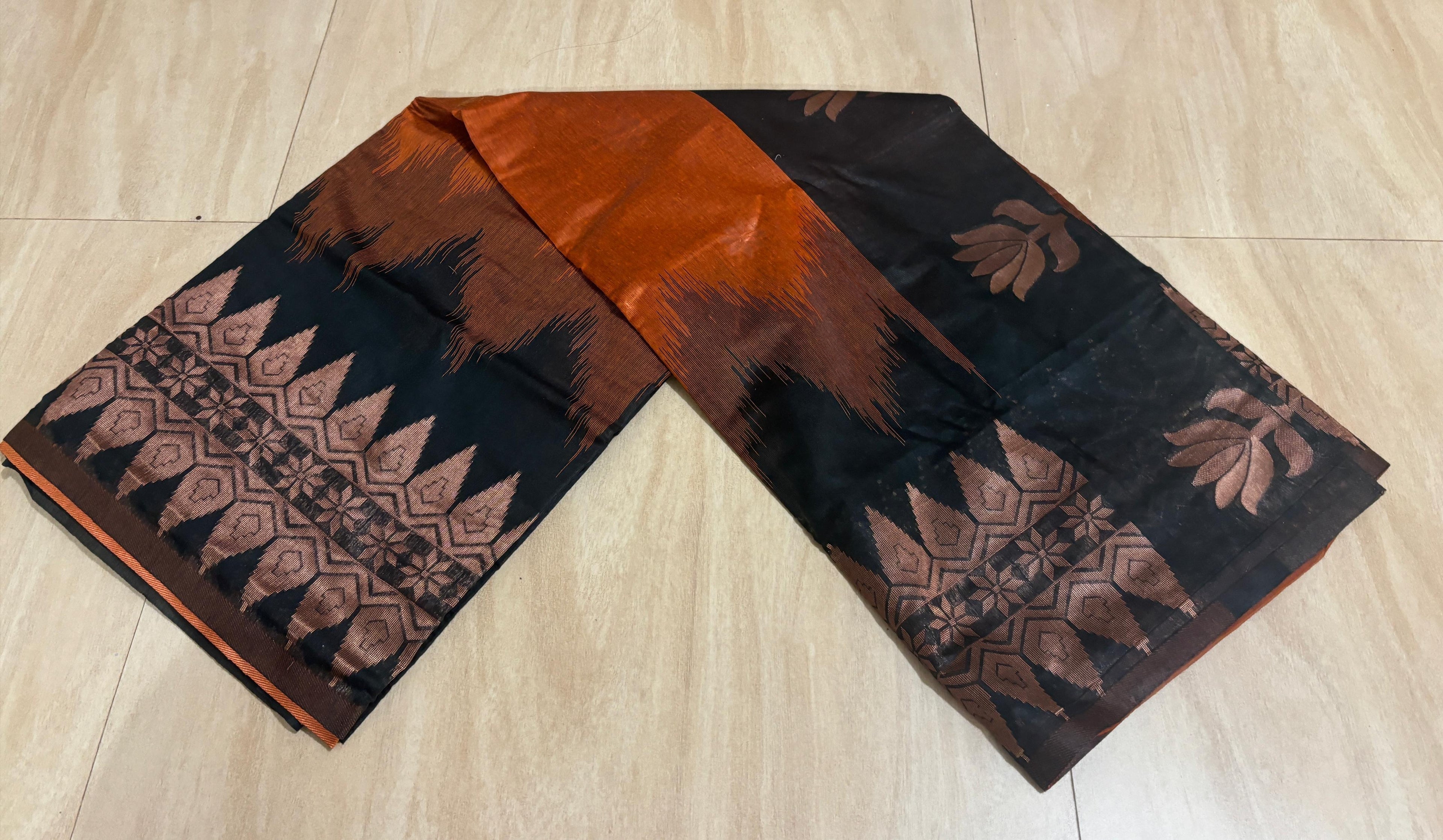 Double side temple Korean cotton saree