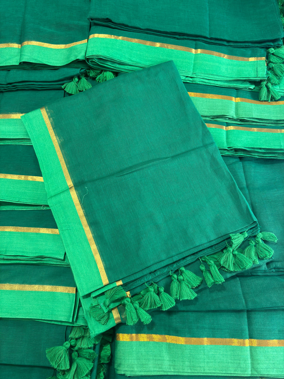 Bottle Green Mul Mul Saree