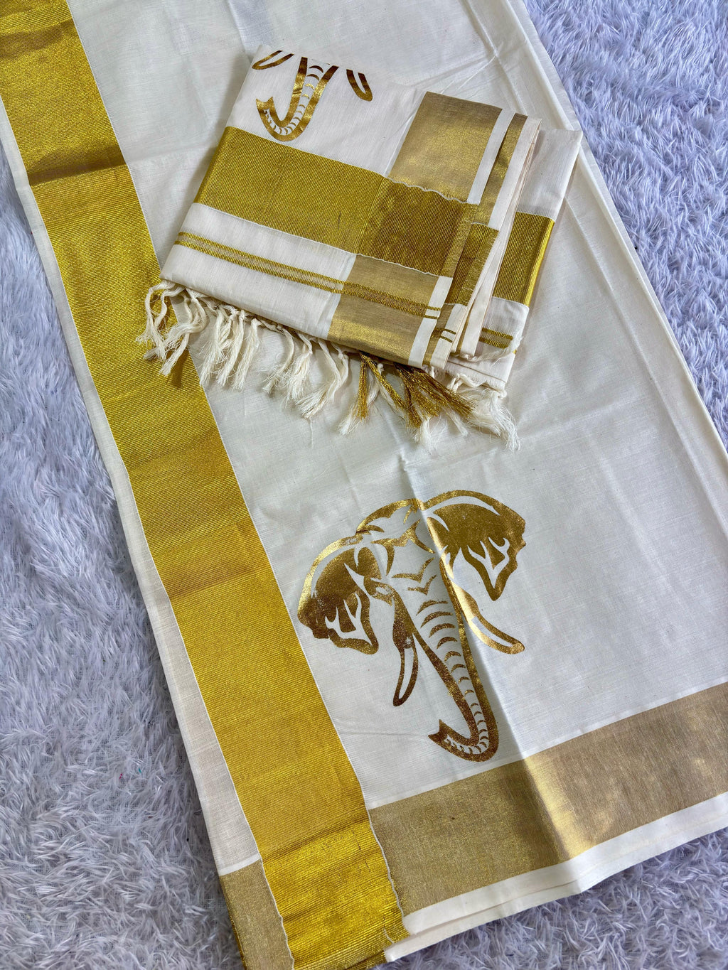 Golden foil kasavu set mundu(Swarnam)