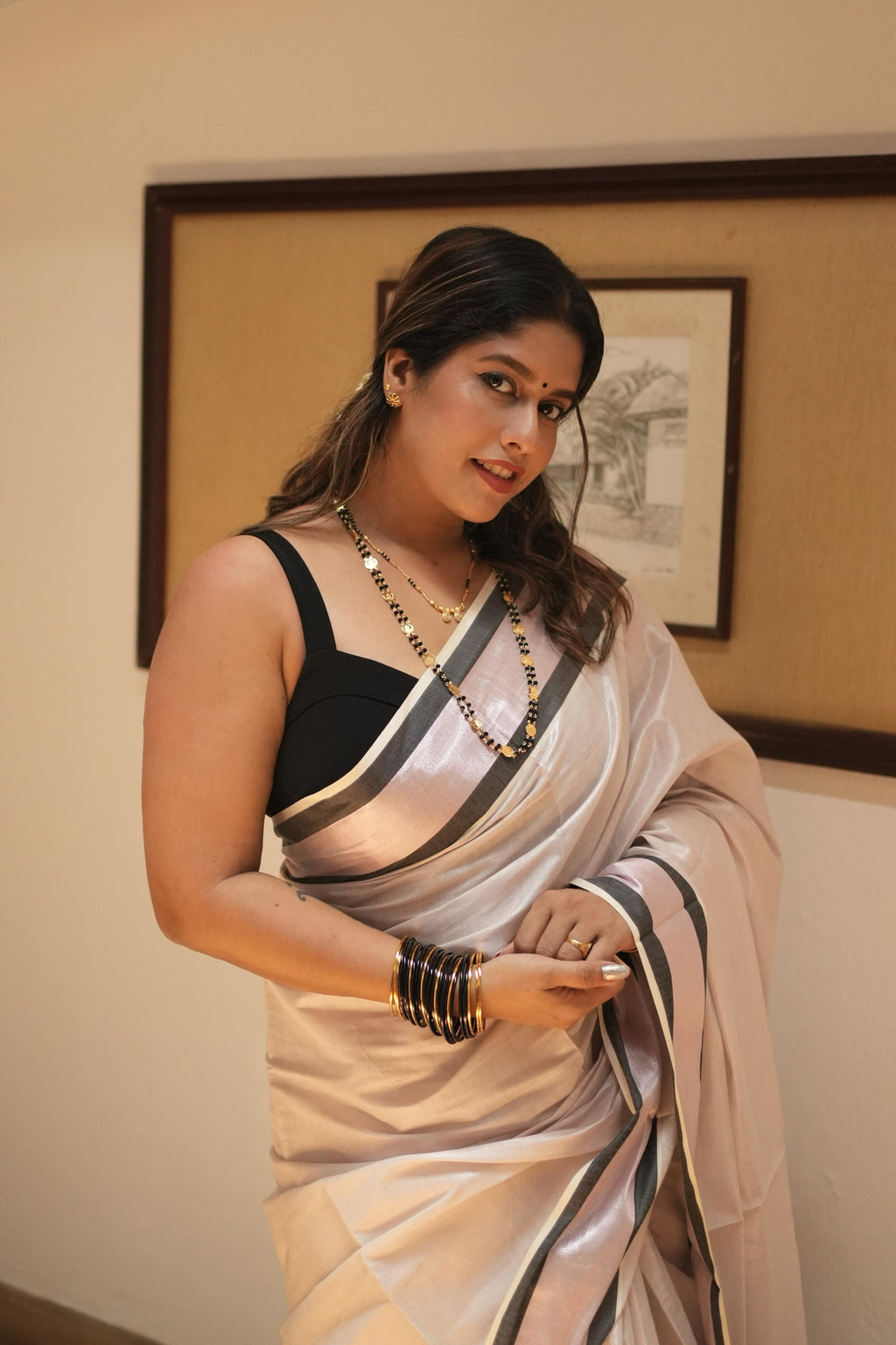 Premium Rose Gold Tissue saree(Petaline Rose Gold)