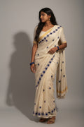 Blue Scallop Work Cotton Saree (Akirithi)