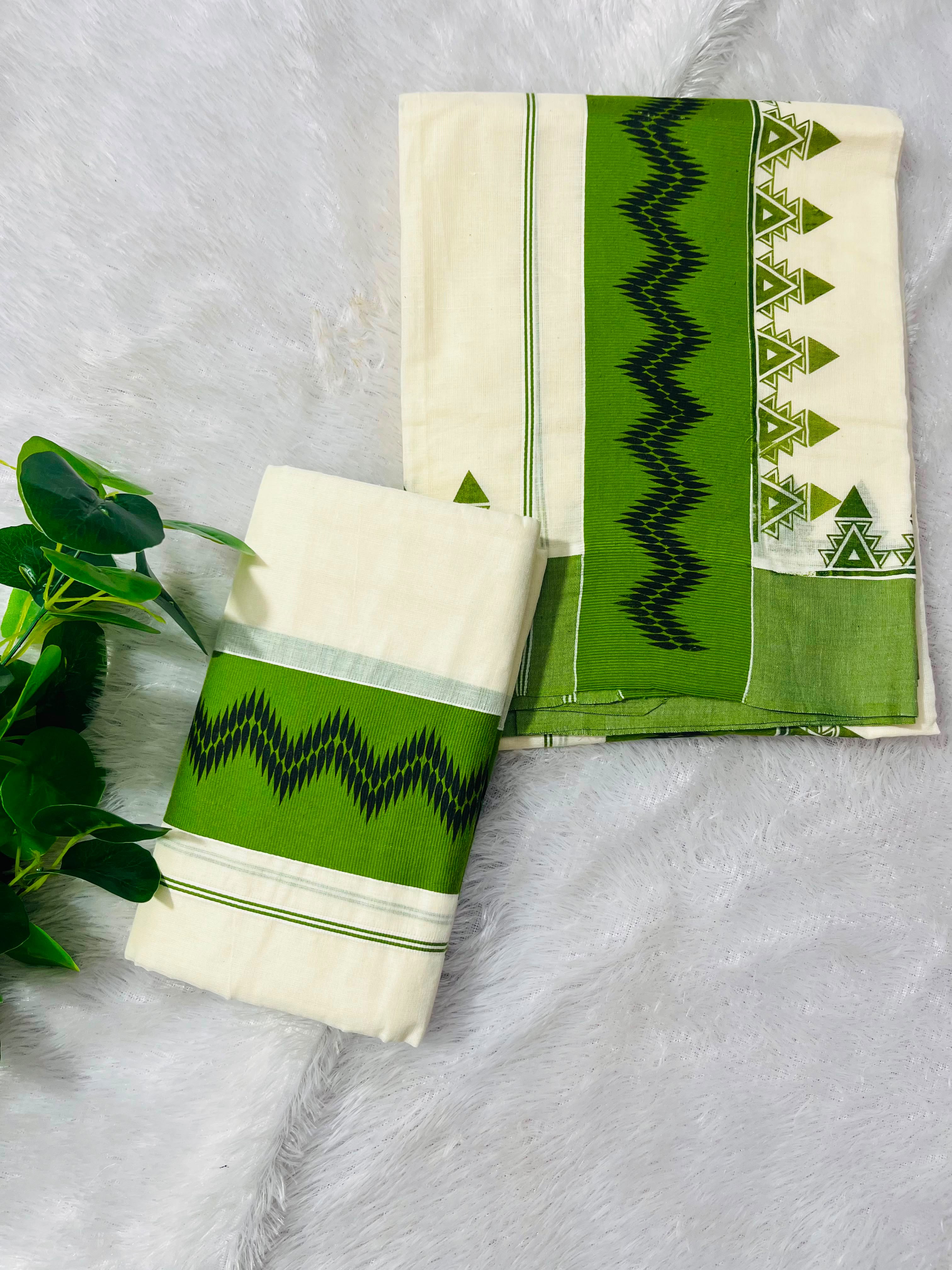 Kattikara Temple Printed Set Mundu(Midhunam)
