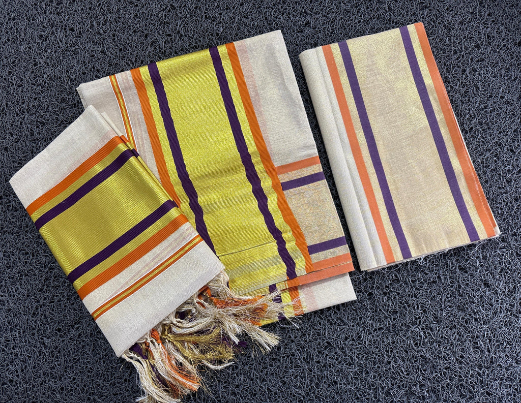 Golden Tissue set Mundu with Blouse2.80(Madurima)