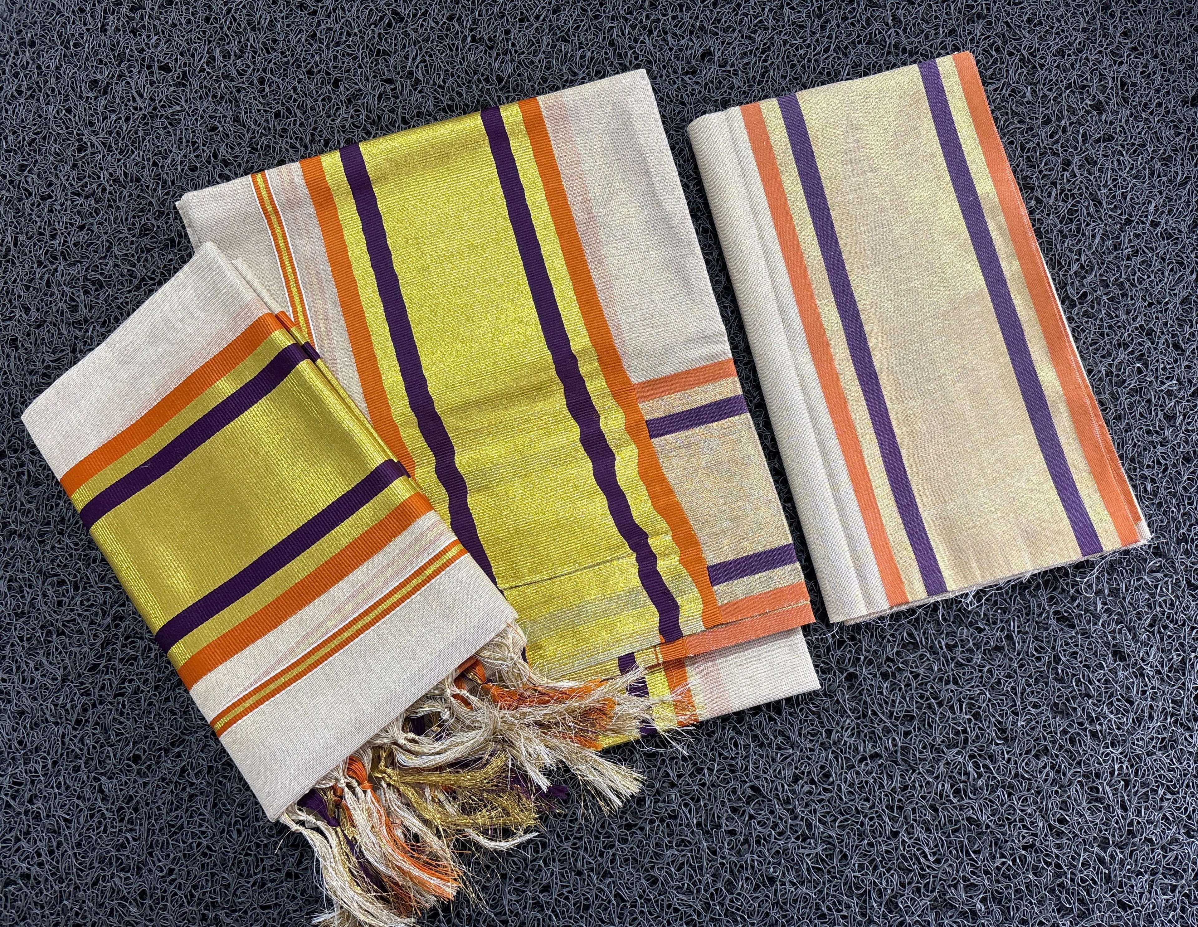 Golden Tissue set Mundu with Blouse2.80(Madurima)