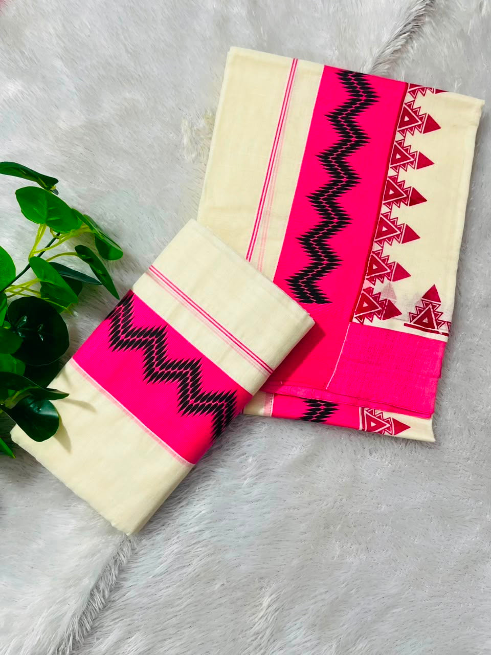 Kattikara Temple Printed Set Mundu(Midhunam)