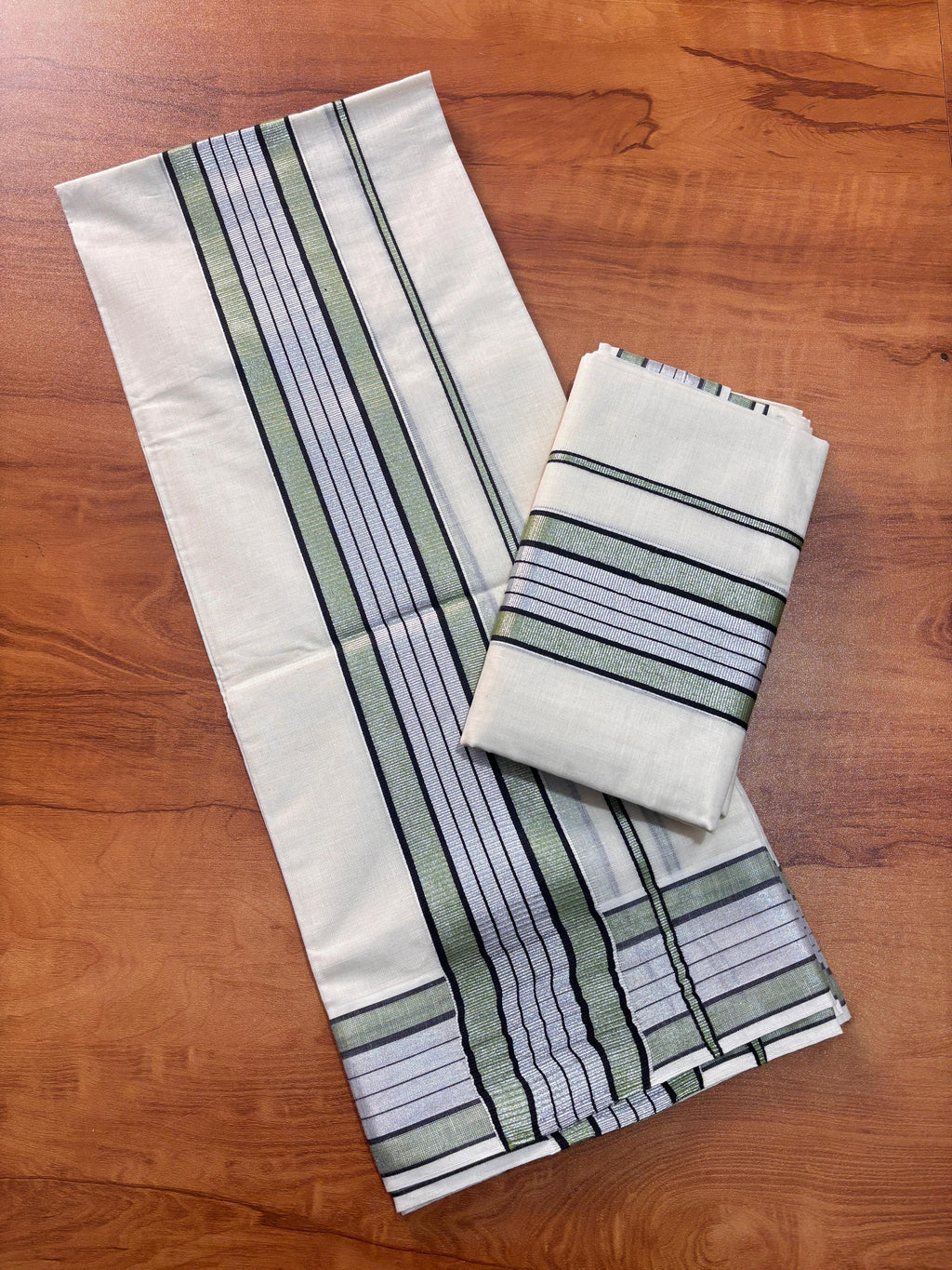 Silver colour fancy set mundu