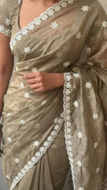 Antique Mouse Colour Chanderi Cotton Saree (Veloura)