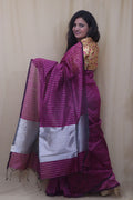 Cotton silk silver saree