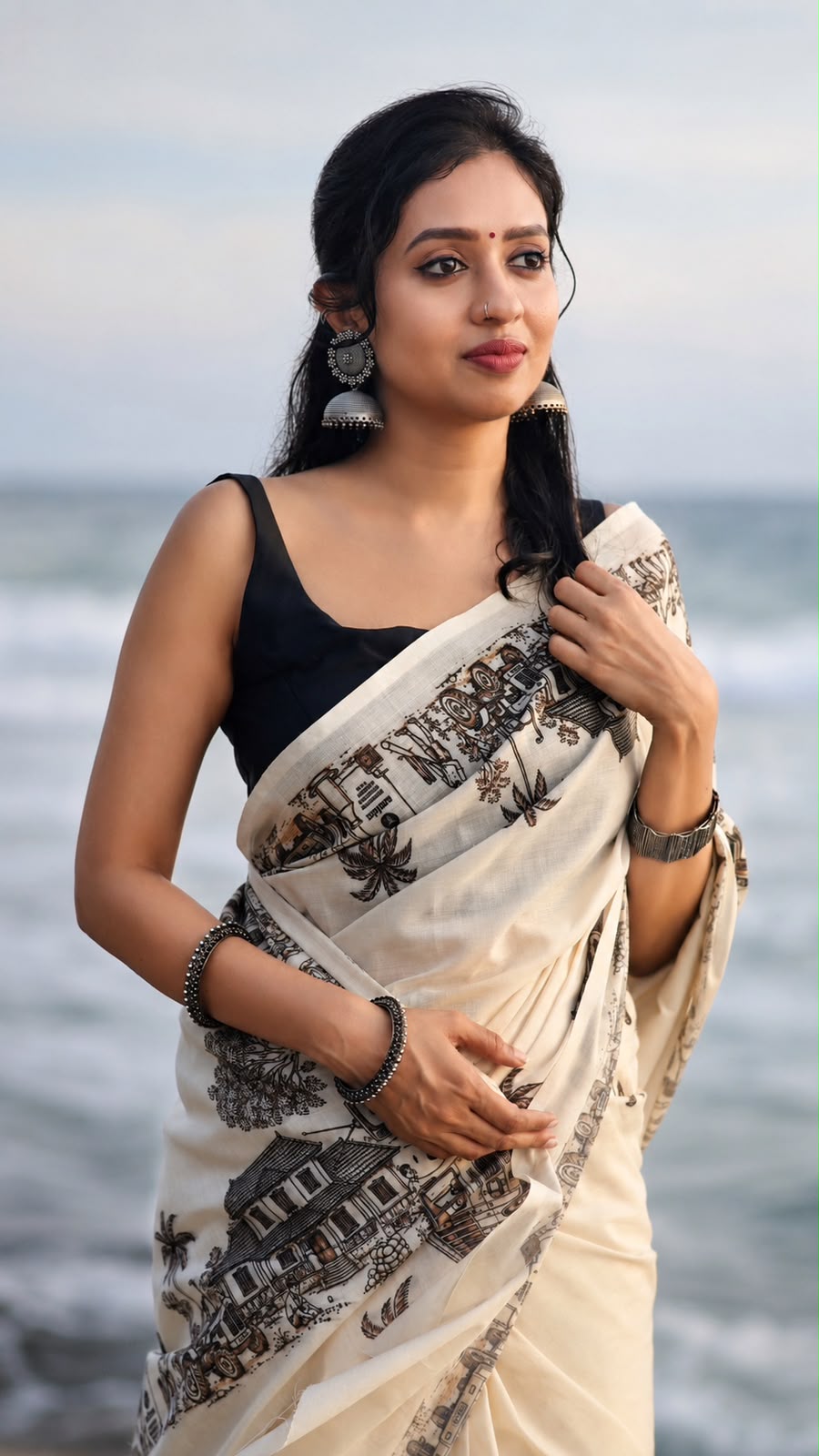 Pure Cotton Digital Printed Saree(Gramam)