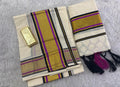 Cotton double colour set mundu with tussels