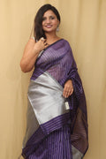 Cotton Silk Silver Lines Saree – Festive Elegance with a Cooler Tone