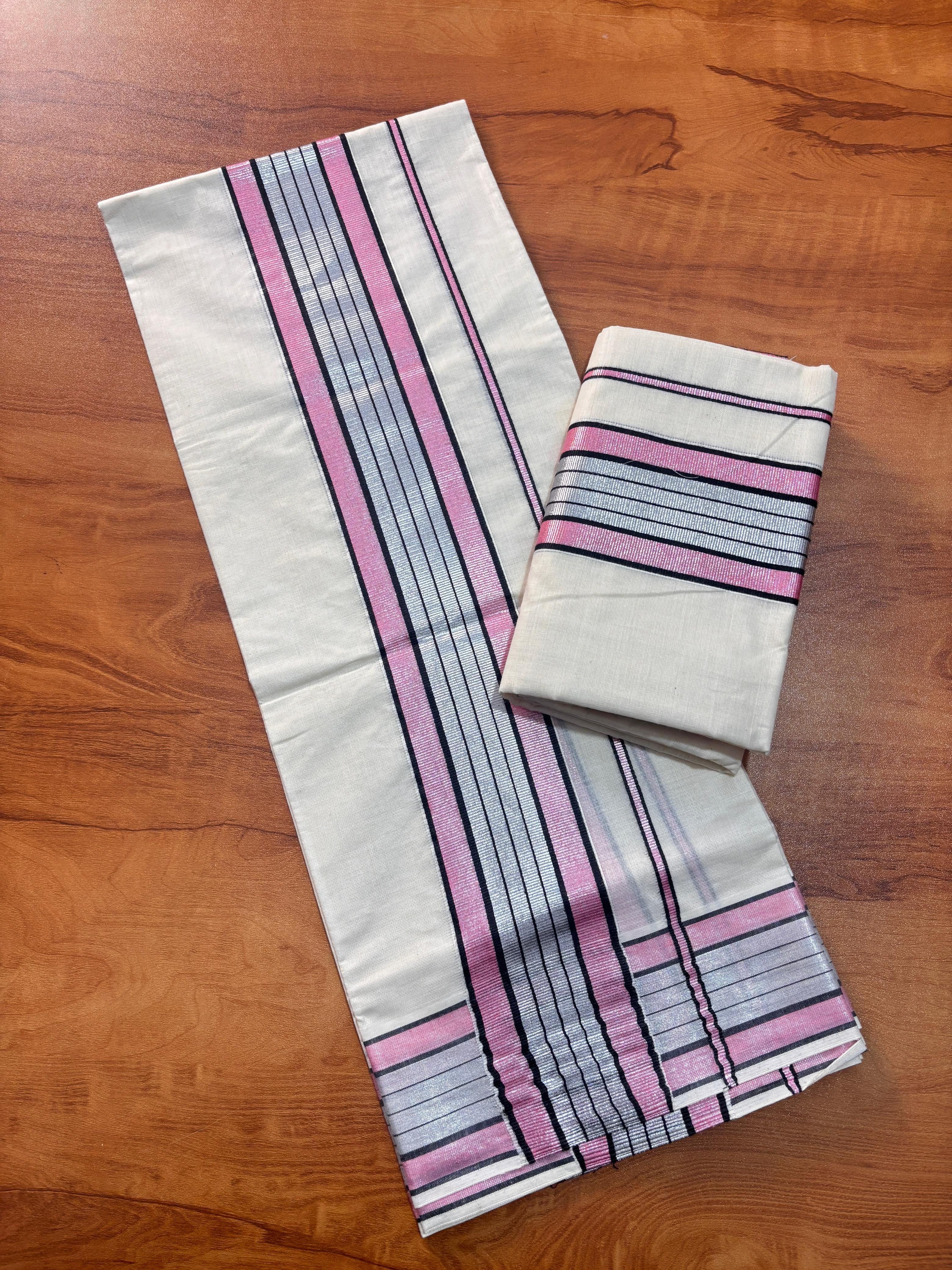 Silver colour fancy set mundu