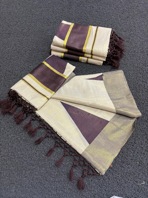 Coffee Brown Temple Saree
