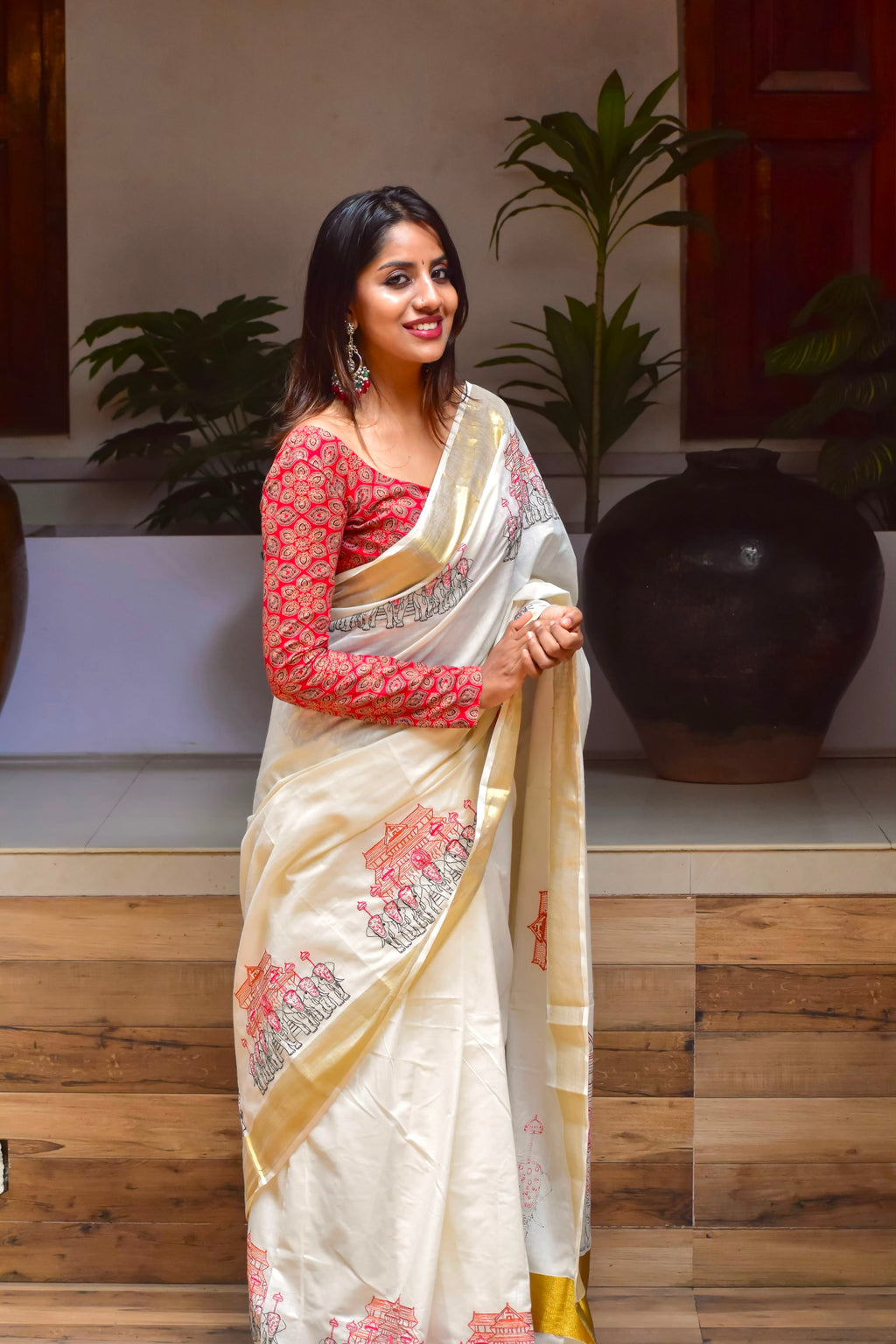 Pooram Saree: Embroidered Cotton Saree