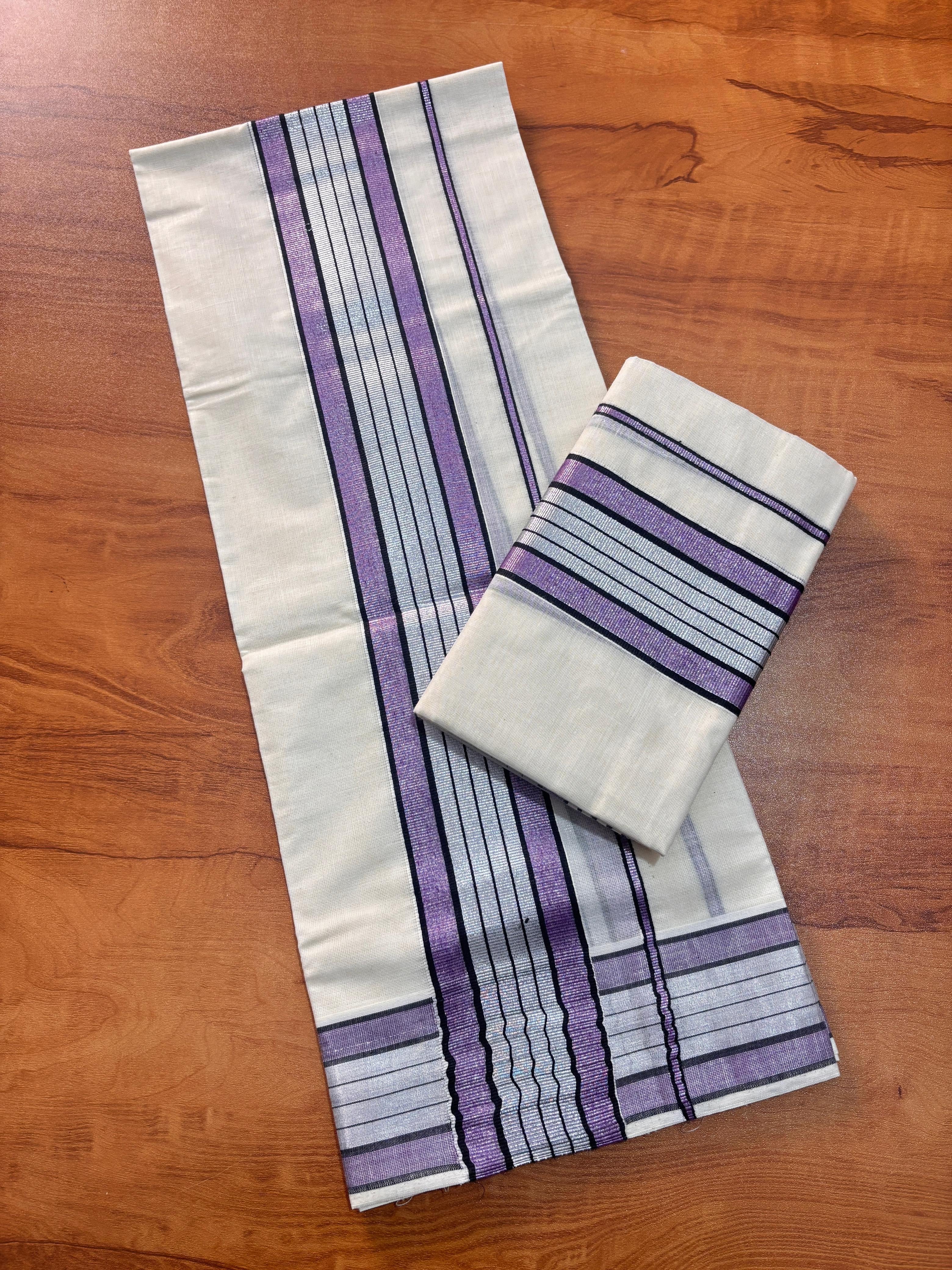 Silver colour fancy set mundu