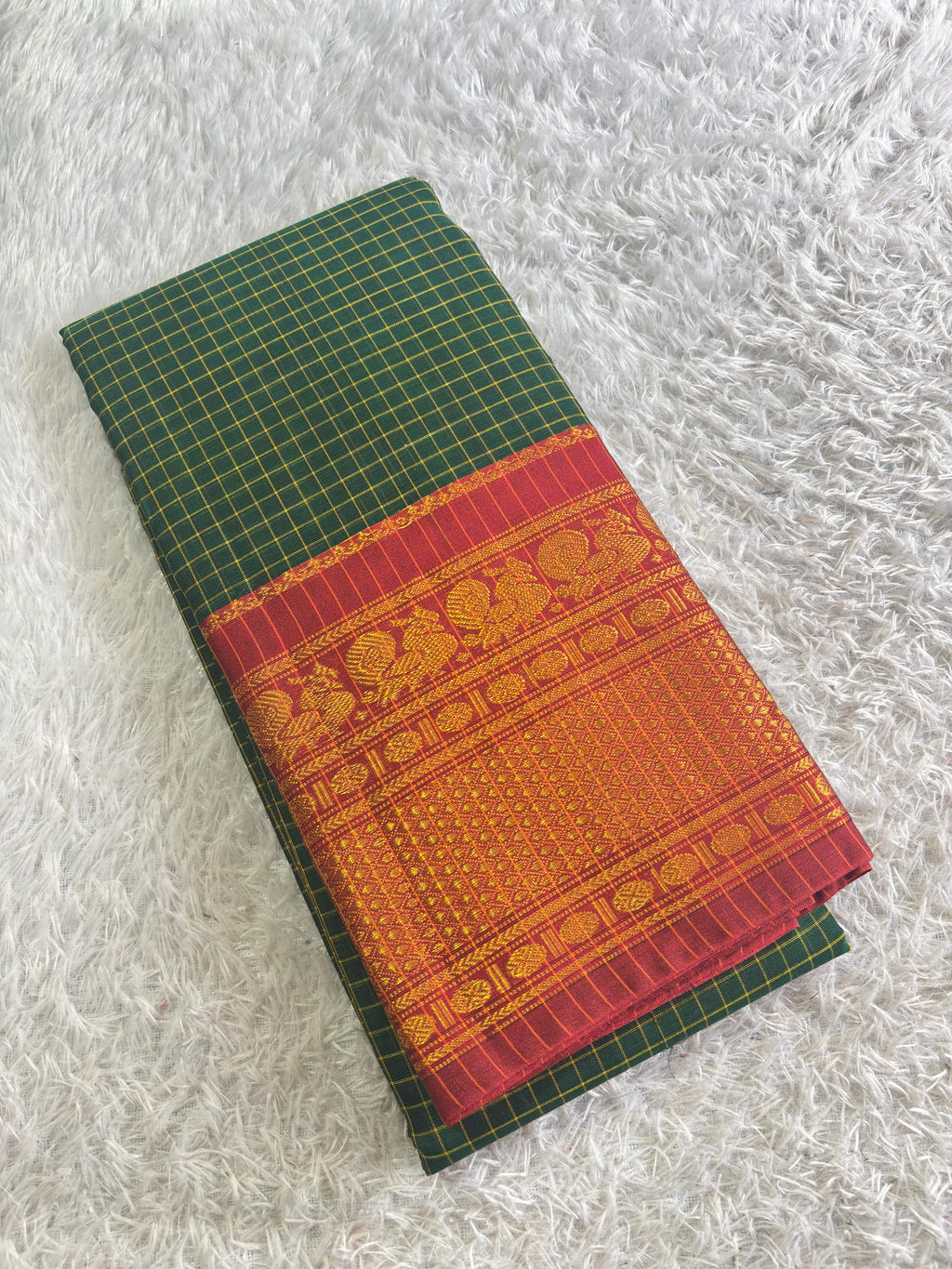 Big border Checks Narayanapet Cotton Saree