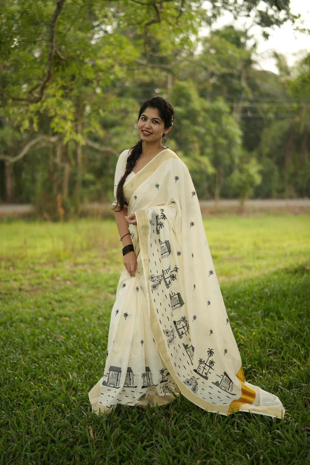 Chai Kada:Cotton Embroidered Saree