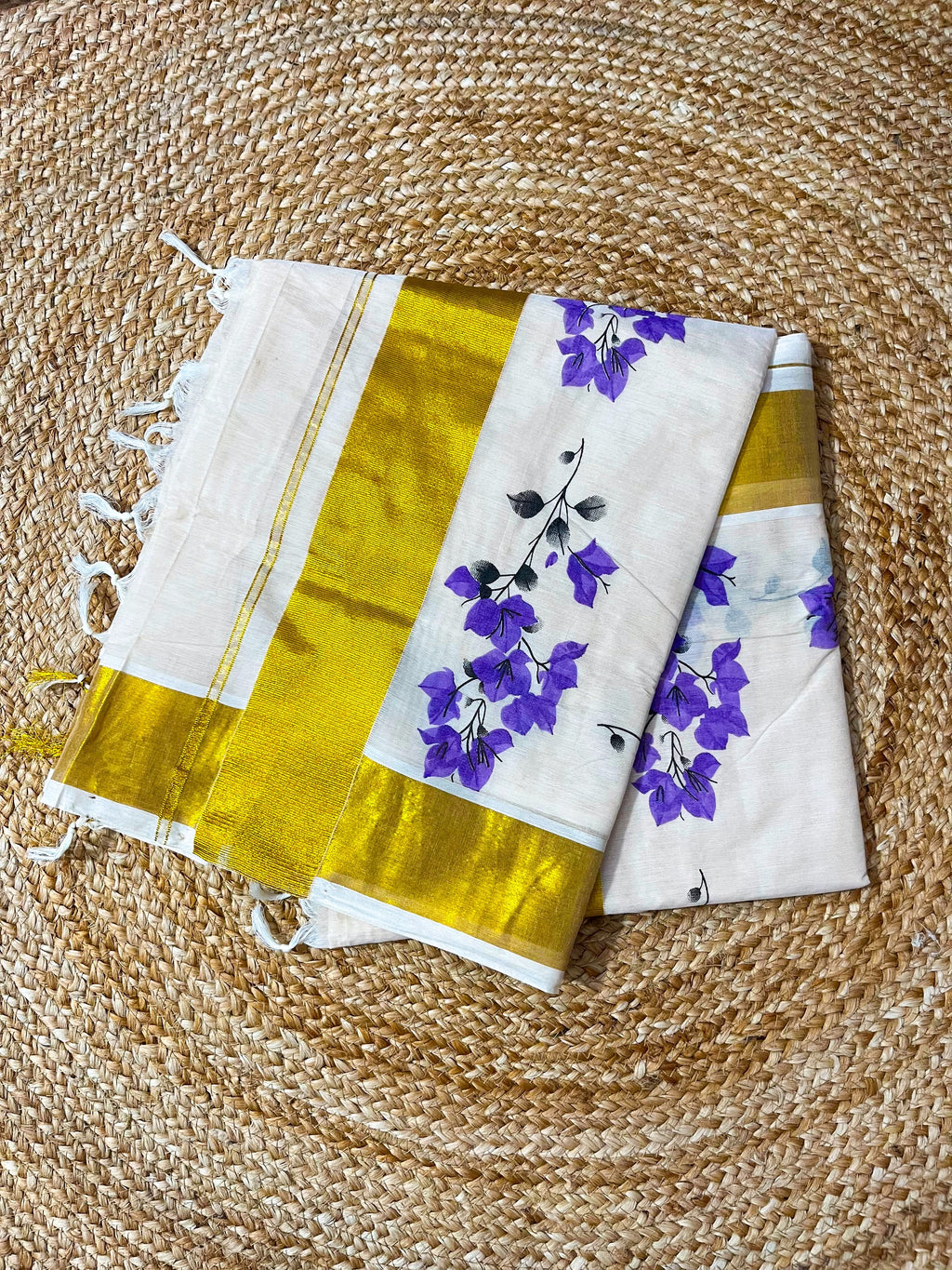 Tusser Shade Cotton Saree(Bougainville)