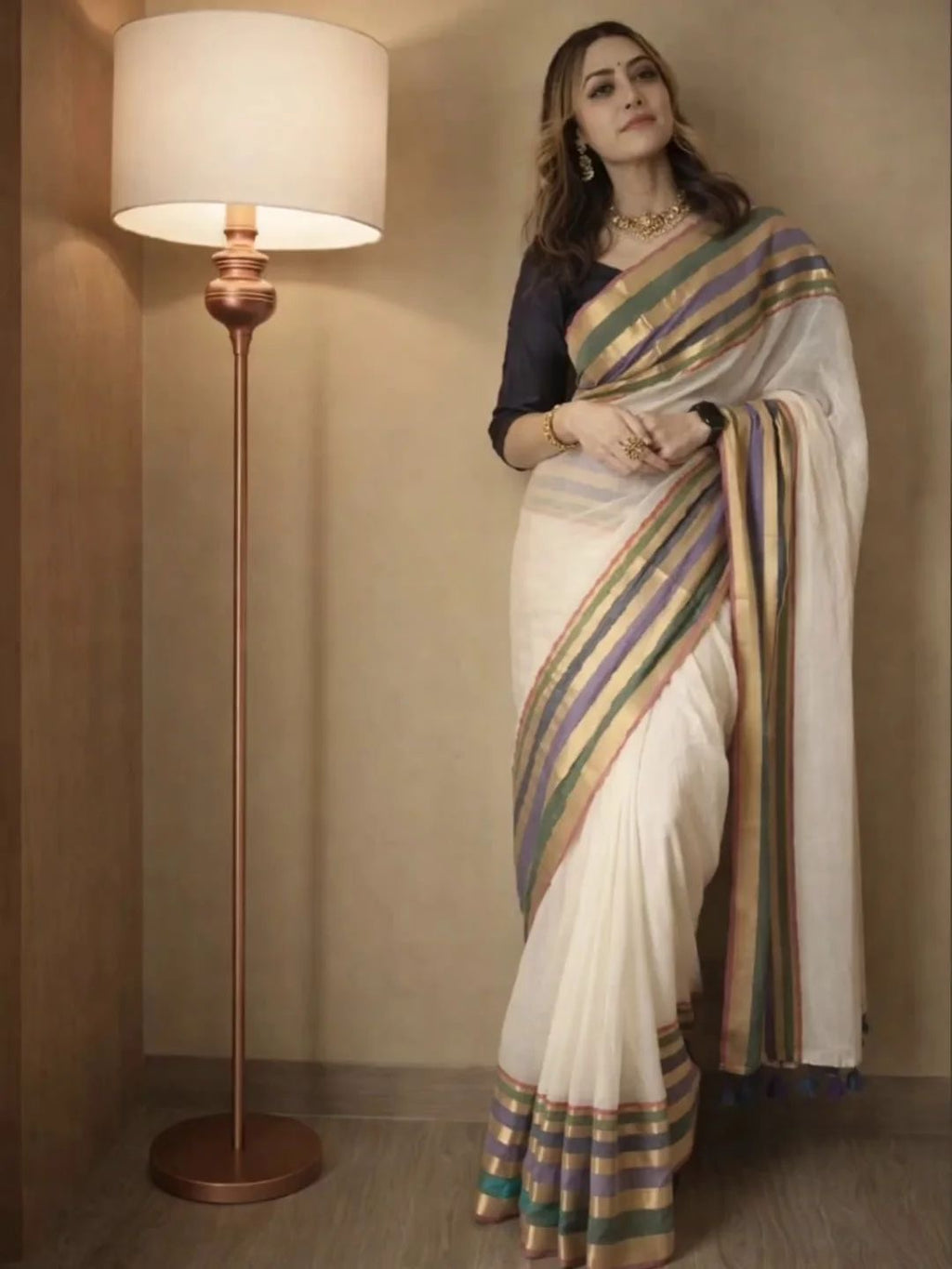 Mul cotton saree(Martha inspired )