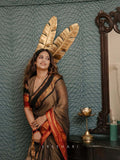 Ganga jamuna border jari checks chettinad cotton saree