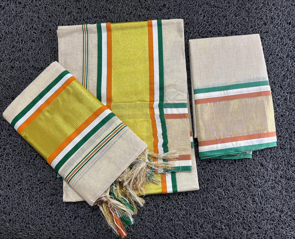 Golden Tissue set Mundu with Blouse2.80(Madurima)