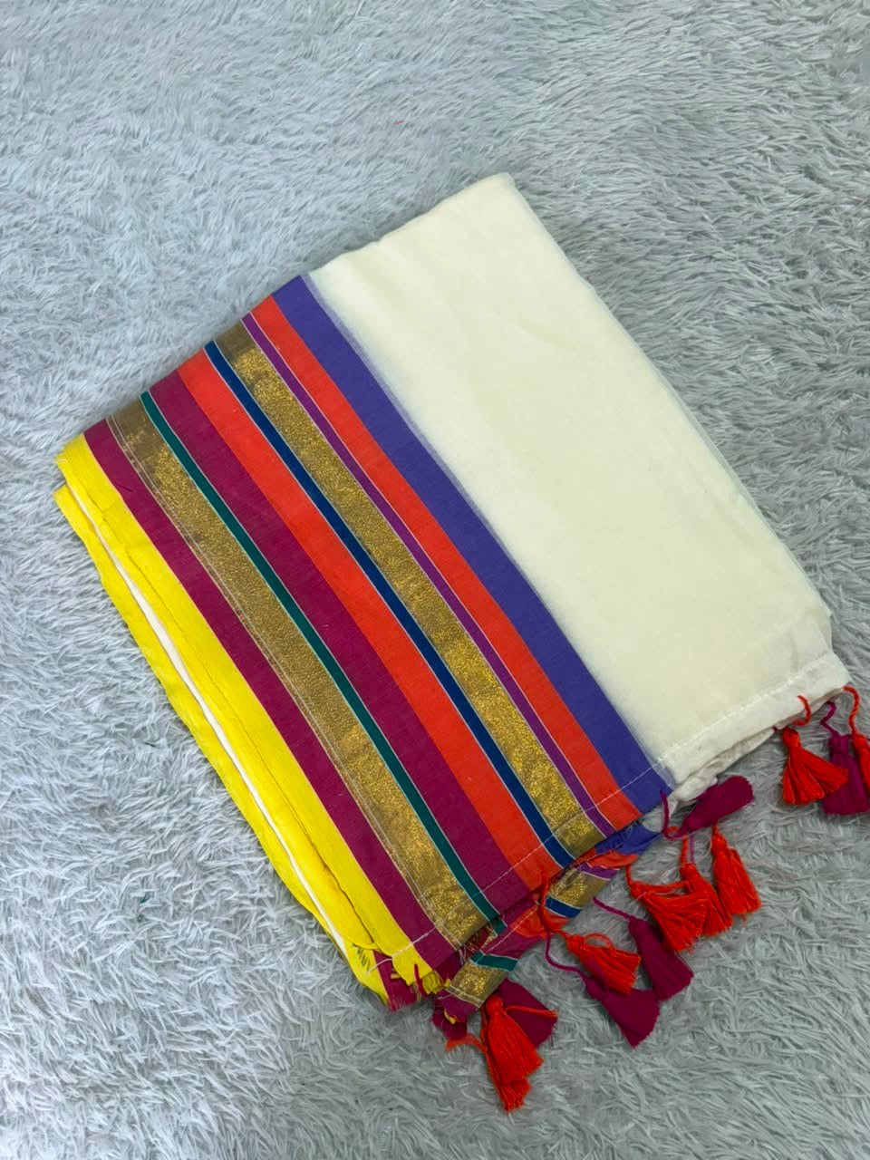Rainbow Mul Cotton Saree