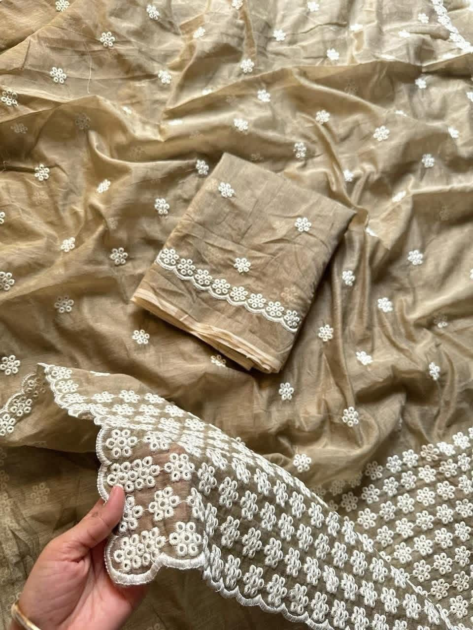 Antique Mouse Colour Chanderi Cotton Saree (Veloura)
