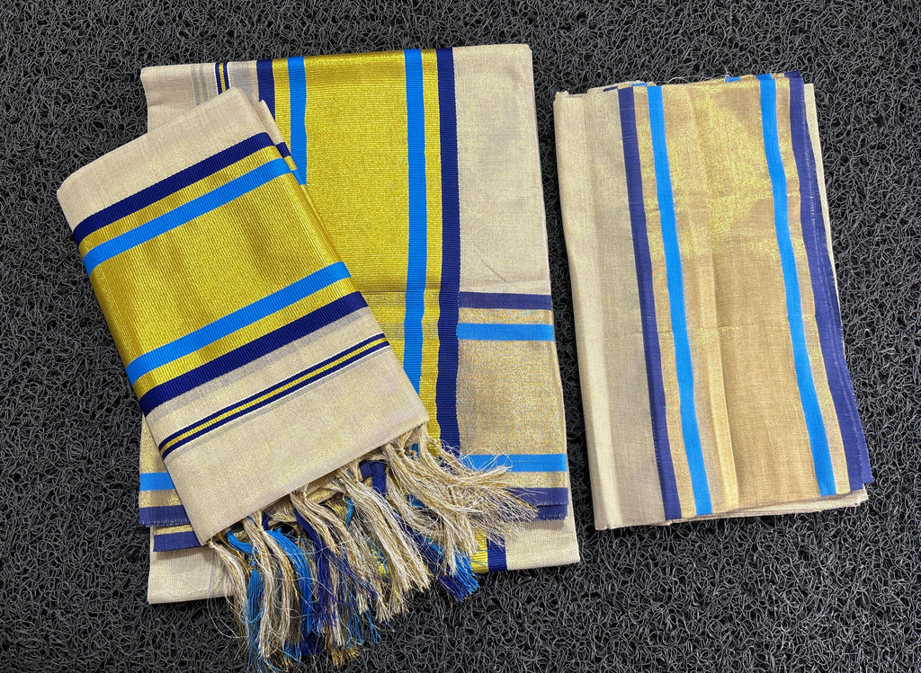 Golden Tissue set Mundu with Blouse2.80(Madurima)
