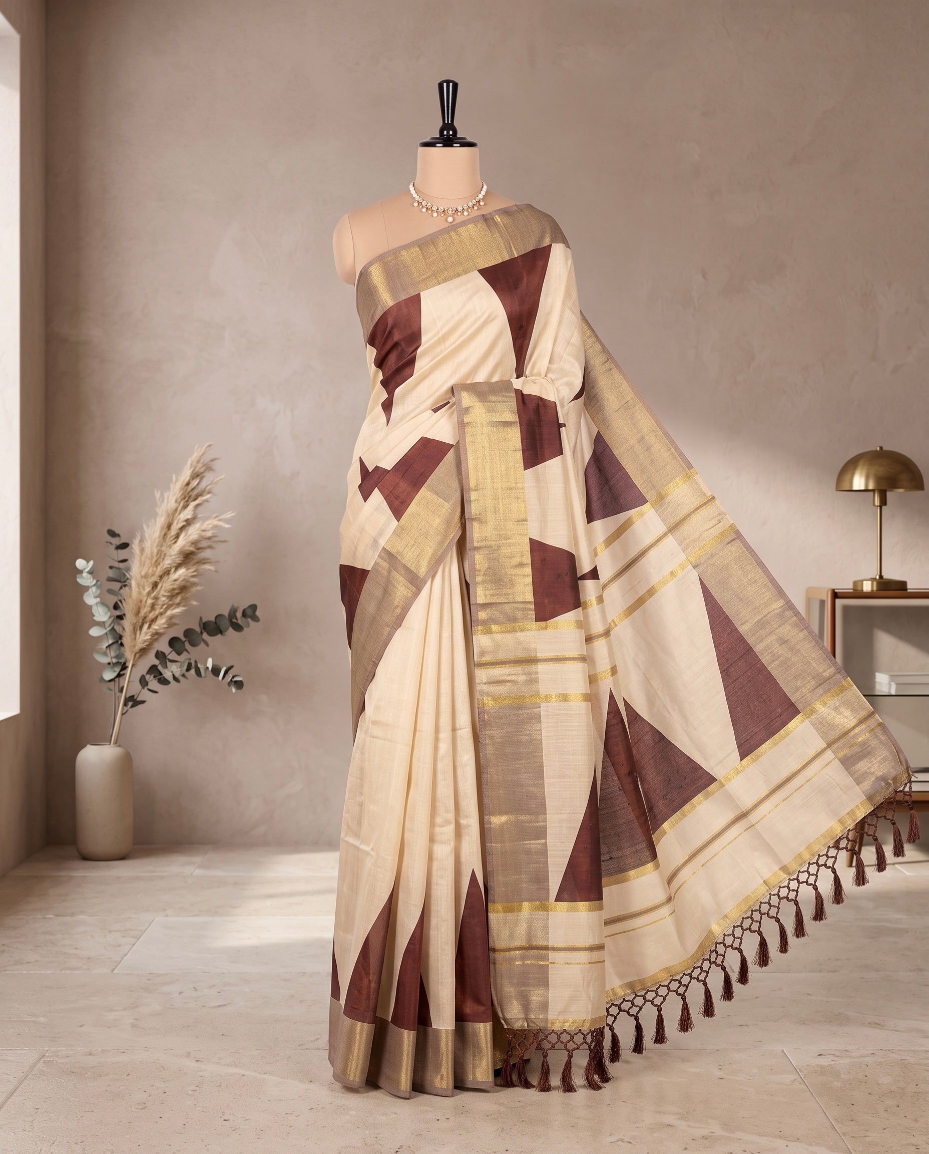 Coffee Brown Temple Saree